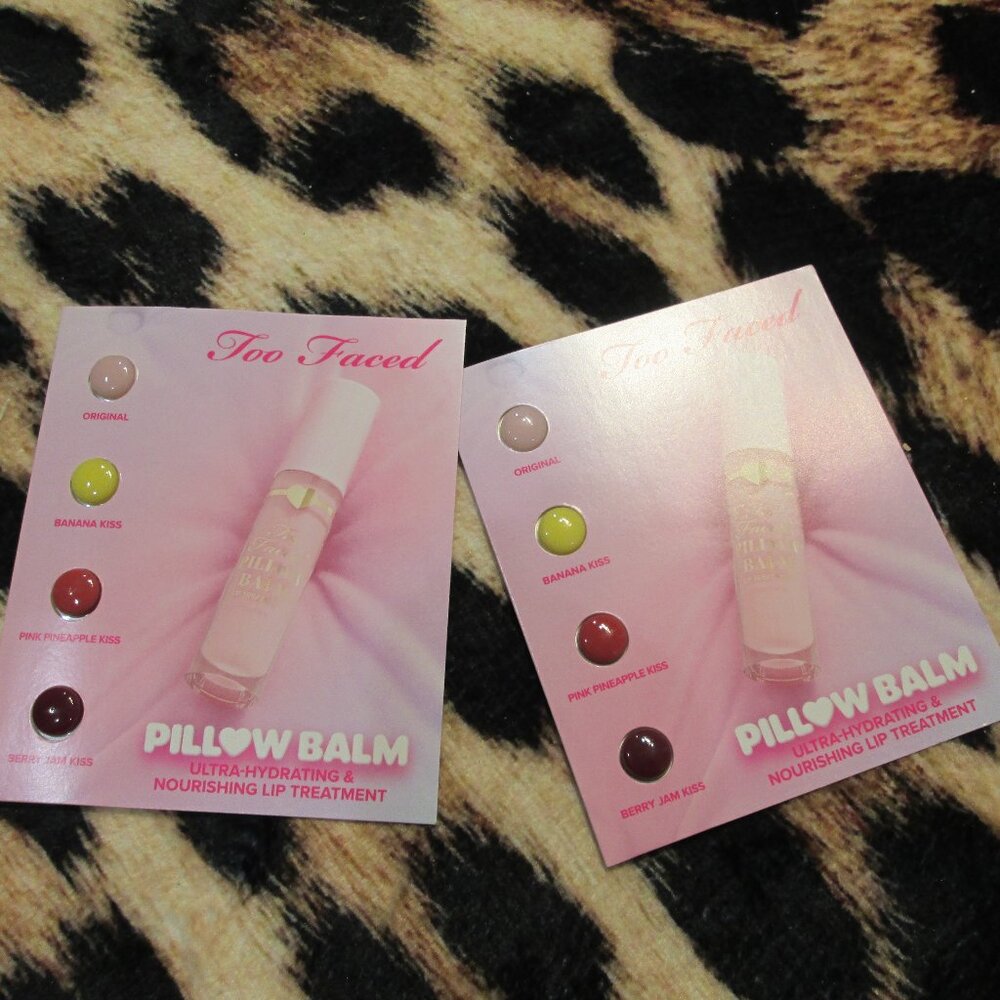 3*Too Faced Pillow Balm, Ultra-Hydrating & Nourishing Lip Treatment Sample Cards